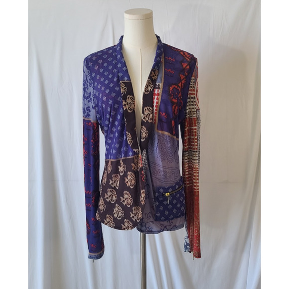 Desigual By Christian Lacroix Womens Multicolor Patchwork Mesh Jacket US 10 - Picture 2 of 7